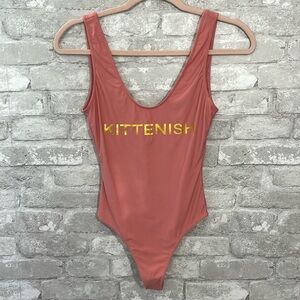 Kittenish Pink graphic One Piece Swimsuit